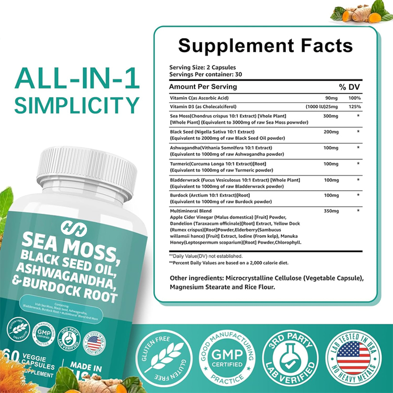 60 Capsules 7000mg Seaweed 400 - Black Seed Oil Capsule recension och pris